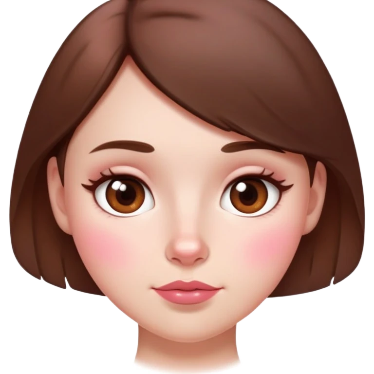 ai emoji a white girl with short brown hair big pink cheeks almond but also doe brown and moles all over the face emoji