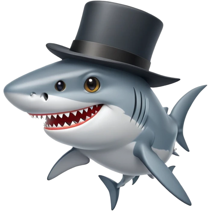 Shark with a top hat emoji