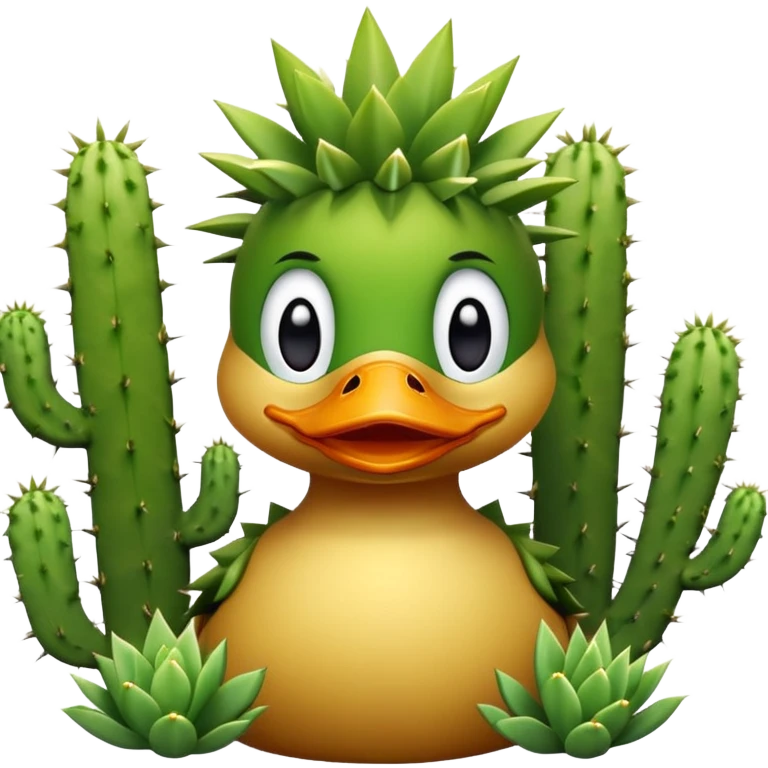 Duck with a cactus on its head emoji