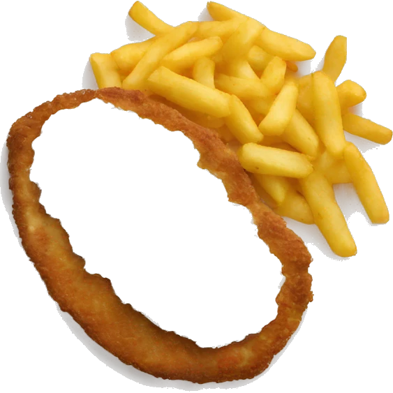 Una milanesa en un plato con papas y Coca-Cola  emoji