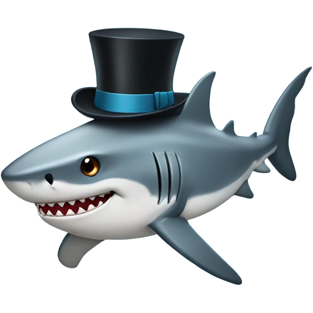 Shark with a top hat emoji