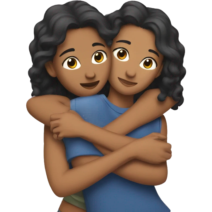 Lesbian hugging her girlfriend from behind emoji