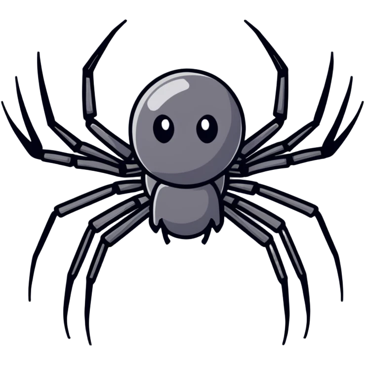 completely gray spider, pure gray spider with eight legs emoji