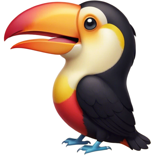 Cinematic Cute Yawning Toucan Portrait Emoji, Head tilted slightly with a dramatic, wide-open yawn, showcasing a colorful, expressive beak and sleepy, half-closed eyes with a relaxed demeanor, Simplified yet irresistibly adorable features, highly detailed, glowing with a soft, cozy tropical glow, high shine, relaxed yet expressive, stylized with a dash of whimsical charm, soft glowing outline, capturing the essence of a drowsy yet affectionate toucan that appears ready to stretch out for a nap! emoji