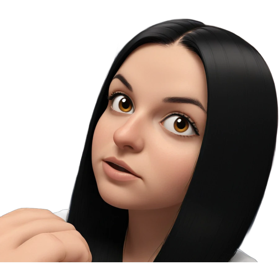 black haired girl portrait emoji