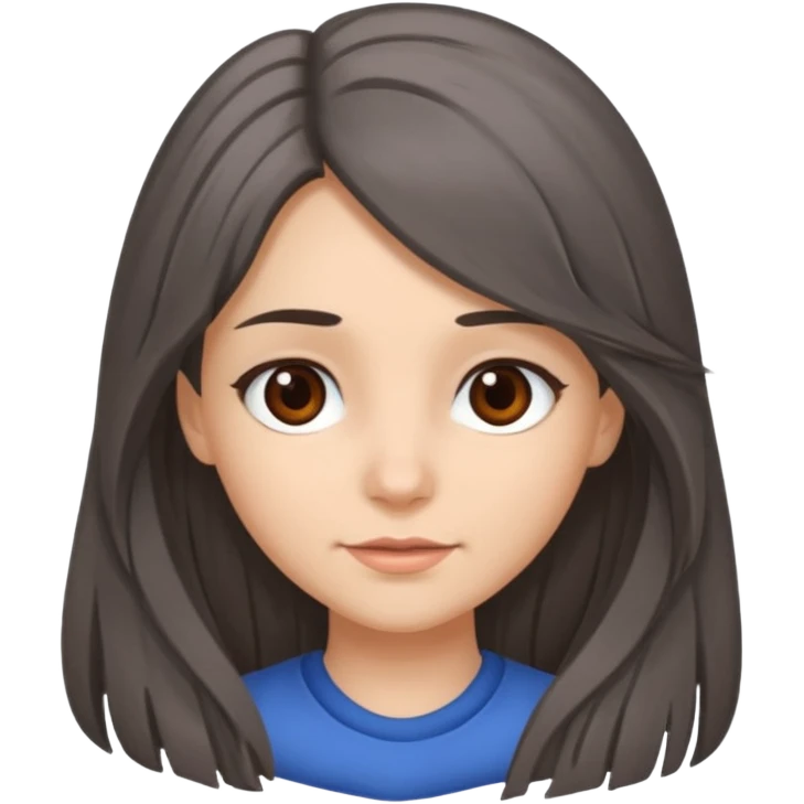 brunette girl long hair with strands of gray hairs emoji