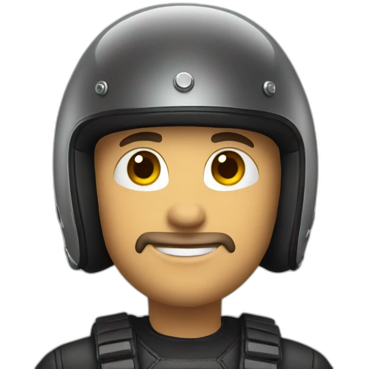 Man with a motorcycle helmet on closeup emoji