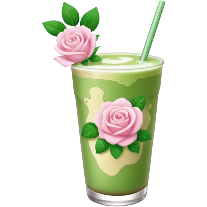 iced matcha latte white rose  emoji
