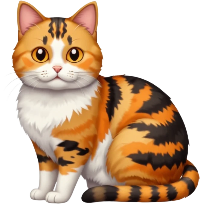 full body calico tabby cat with tiny head and fat body emoji
