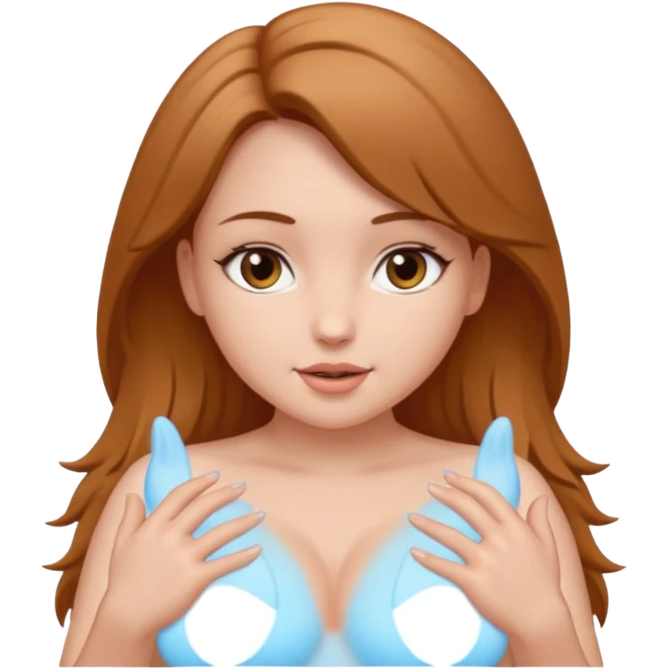 Busty girl and naked with pussy, fingering emoji