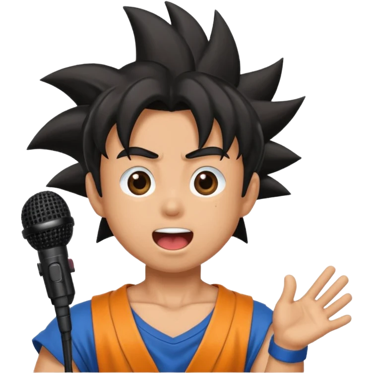 Songoku singing, with micro emoji