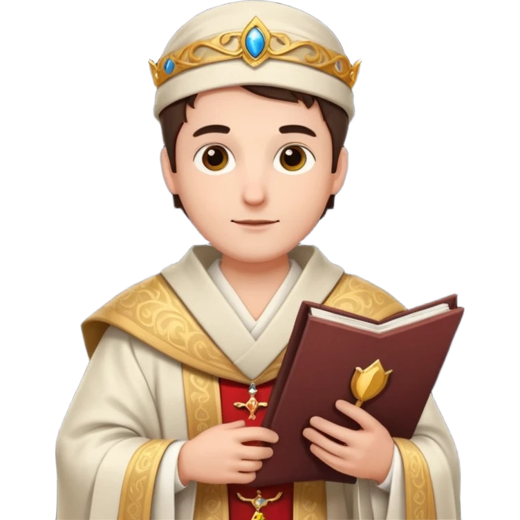 Elegant noble in long robes with tall hat, holding a scroll of orders. emoji