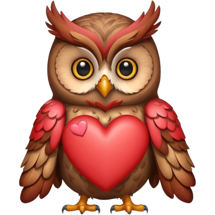 Owl holding hearts emoji