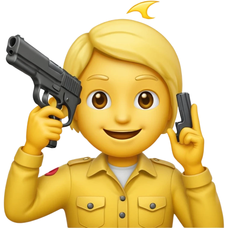 It should look like the standard smiling emoji which is ironically holding a gun to his head emoji