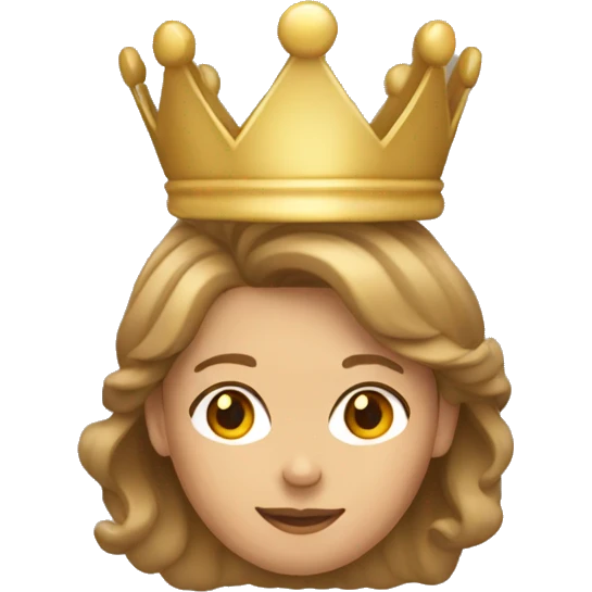 Light brown hairdo tan woman with crown on emoji