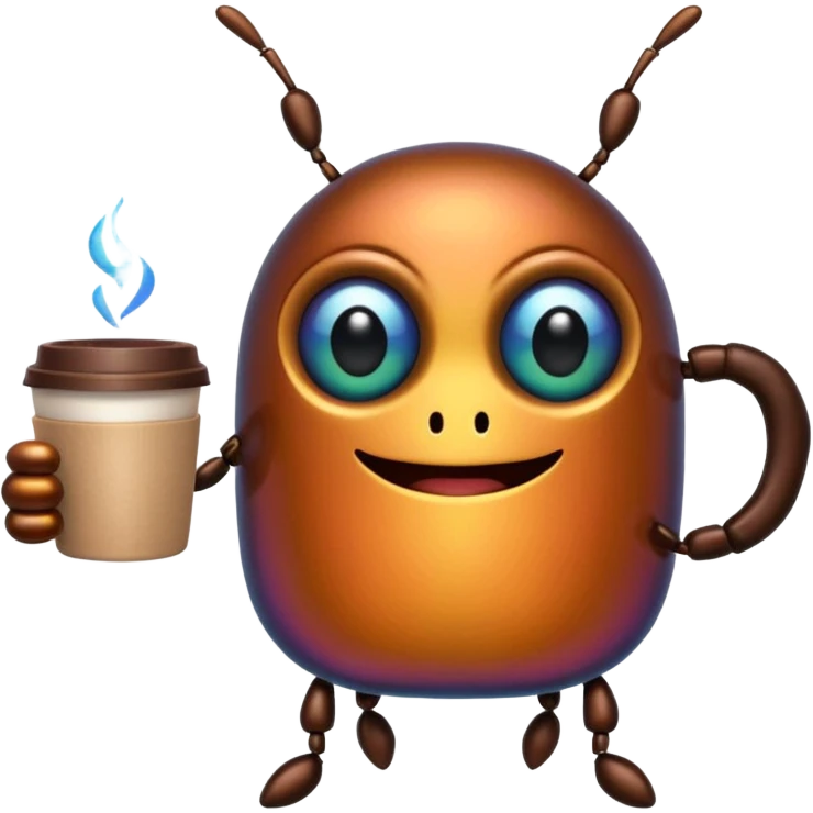 Beetle with coffee emoji