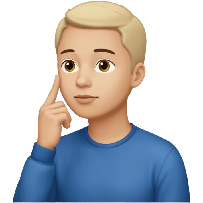 man looking up to the top right, index finger touching his chin, thinking pose
 emoji