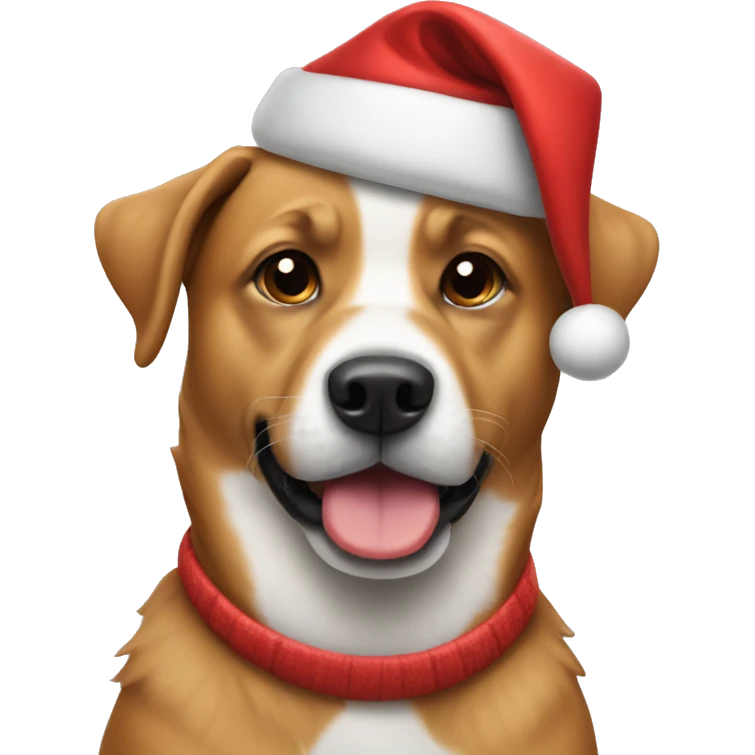 Dog wearing santa hat emoji