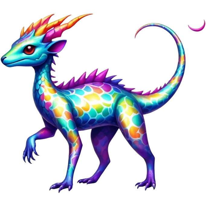 a vibrant colorful edgy vernid-fionbri-creature with splash patterns full body emoji