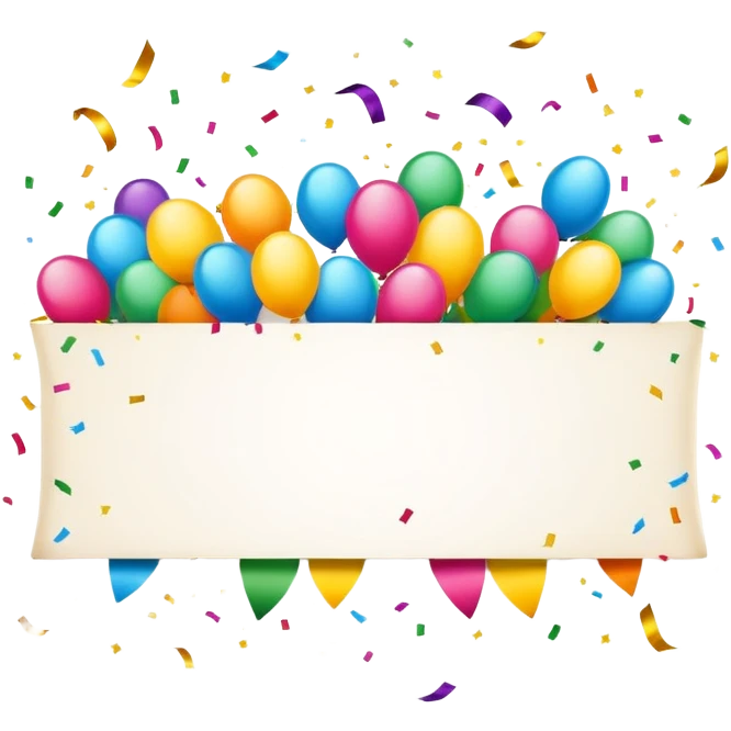 colorful celebration banner with confetti emoji