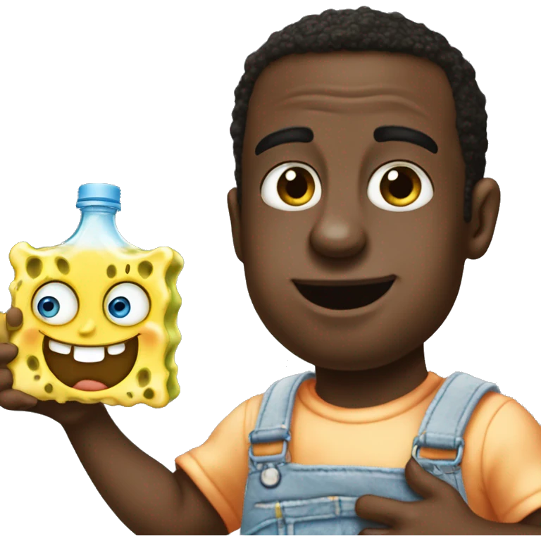 Diddy holding baby oil next to SpongeBob  emoji