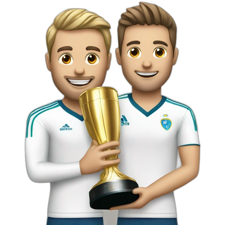 Champagne bottle with the champions league trophy handlers emoji