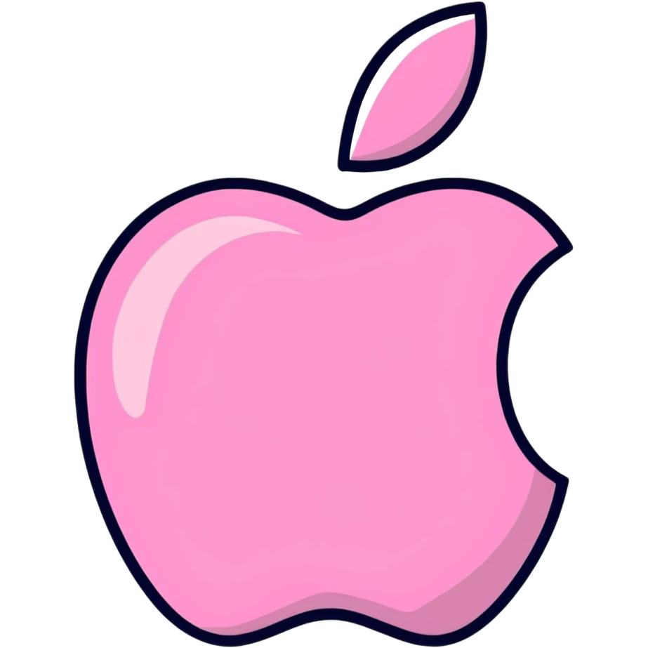 3d Apple logo in pink glitter  emoji