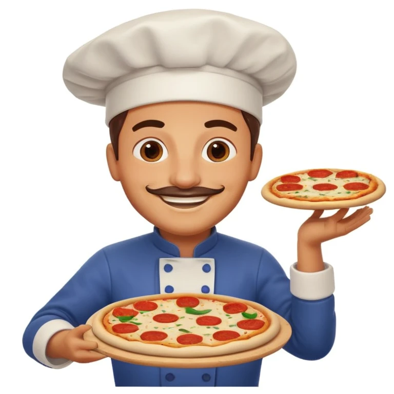 smiling Italian chef spinning pizza dough emoji