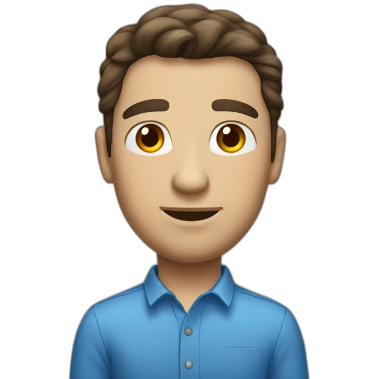 brunette white man with a blue shirt emoji