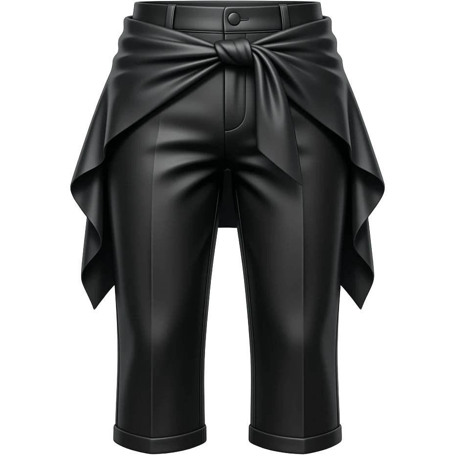 black SATIN pants floating with shall around waist emoji