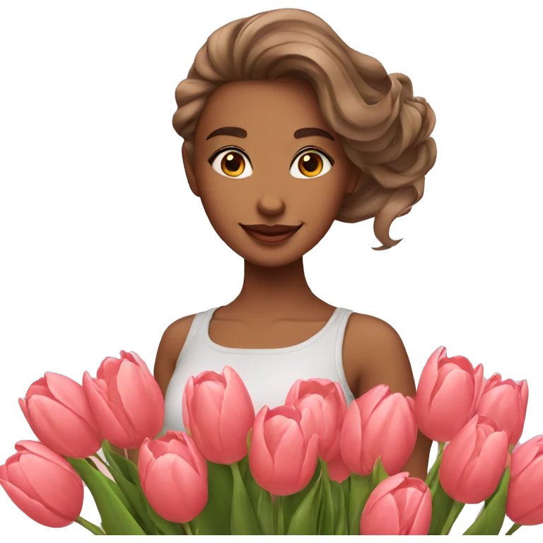 Pretty Girl with tulips emoji