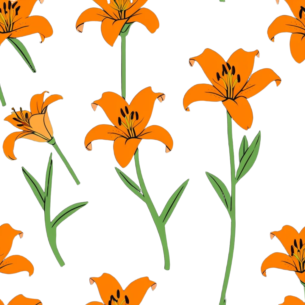 bright orange lily flower cartoonish sticker emoji