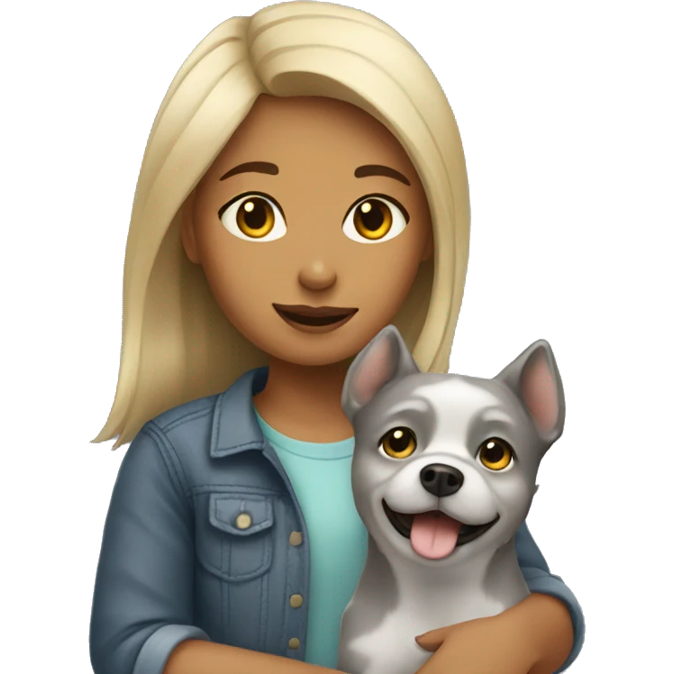 girl with small grey dog emoji