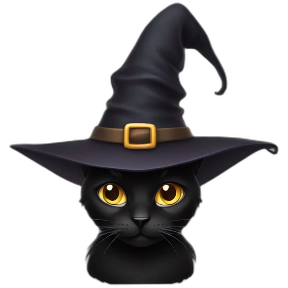 black cat wearing a witch hat emoji