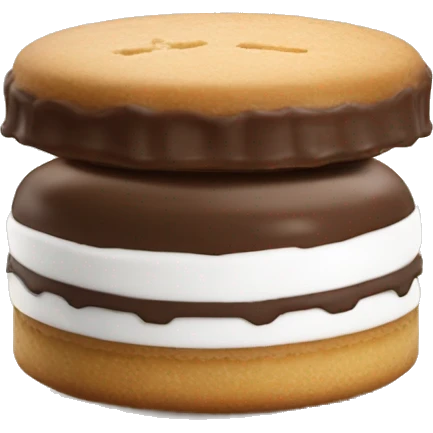 Alfajor añado en chocolate blanco, cortado a la mitad emoji