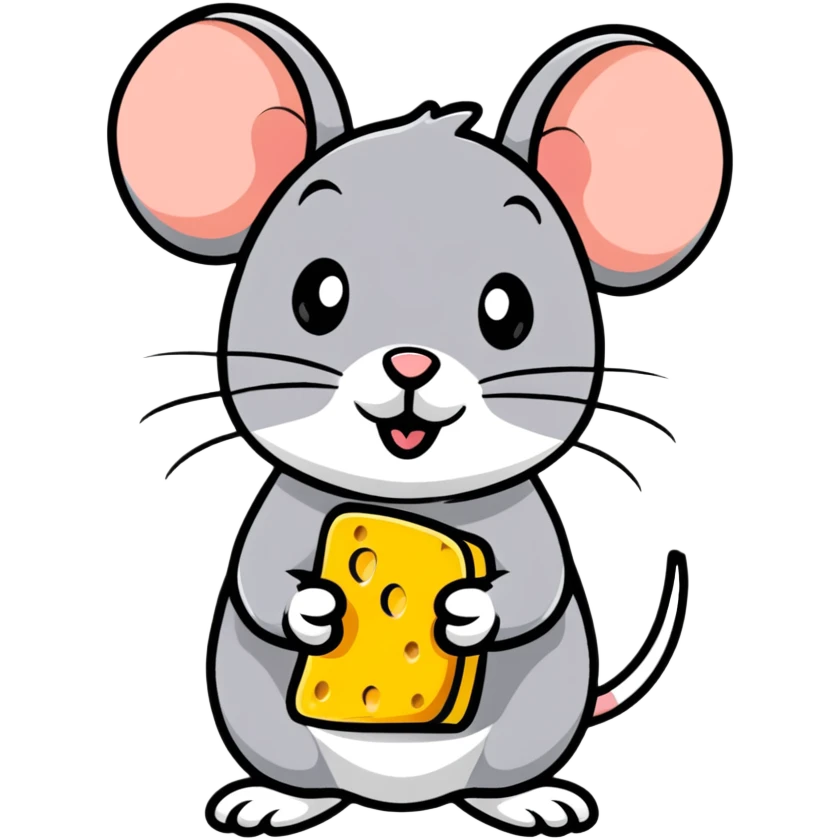 Adorable cartoon mouse holding a piece of cheese emoji