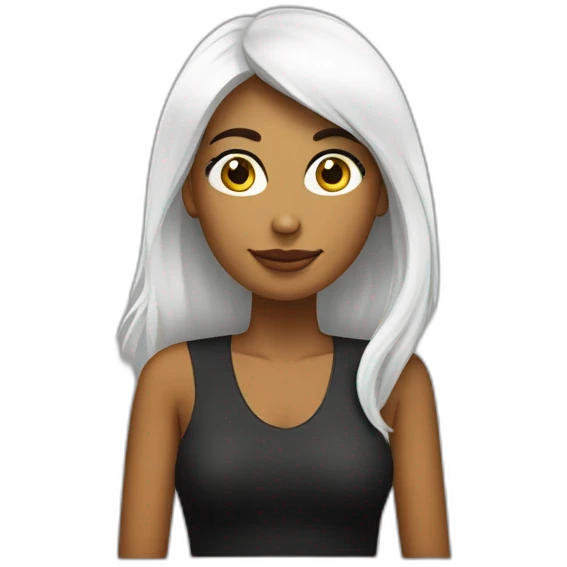 mujer piel blanca pelo negro largo en laptop emoji