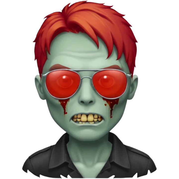 Zombie ponda with red hair and sun glasses face emoji