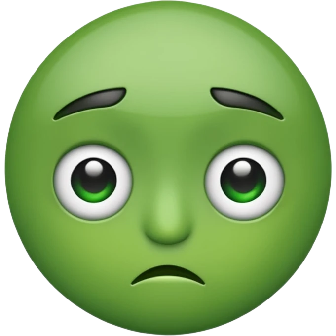 Can you make a green emoji. the eyes looking to the left and has a frown emoji