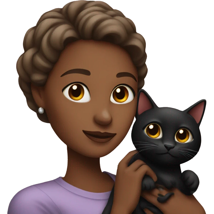 Pretty woman holding Black cat emoji