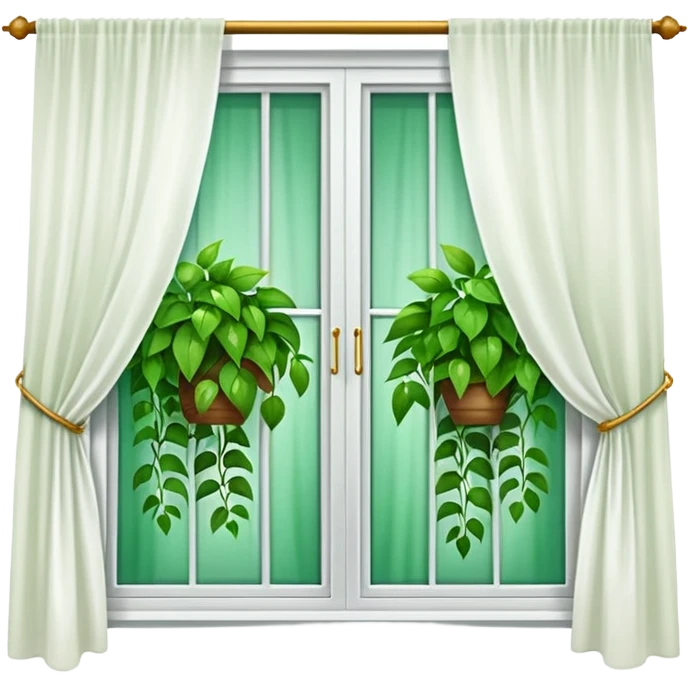 Window with hanging plants + curtain, Apartment Windows. emoji