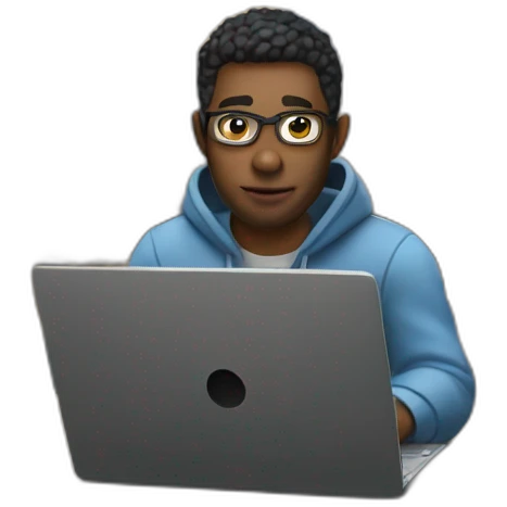 dev working on laptop with city scape in background emoji