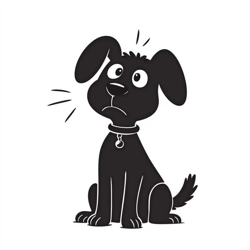 a scared dog, hand drawn doodle style emoji