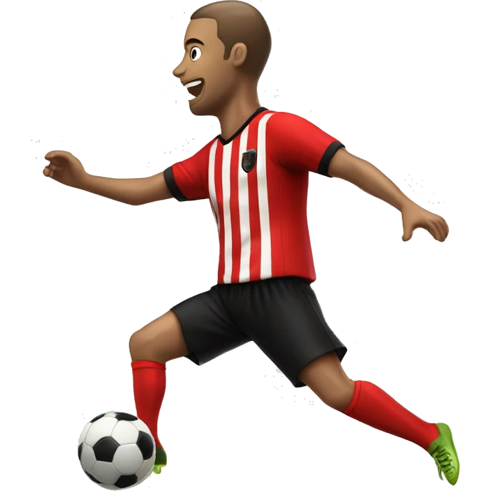 Scoring a laser soccer goal wearing red and black stripes  emoji