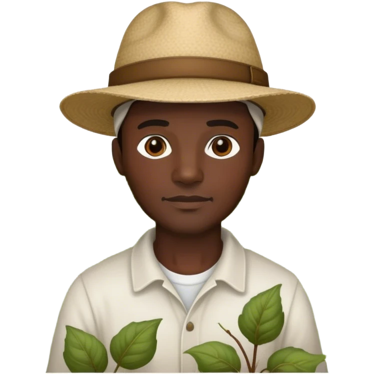 Dark skinned man in a cotton field emoji