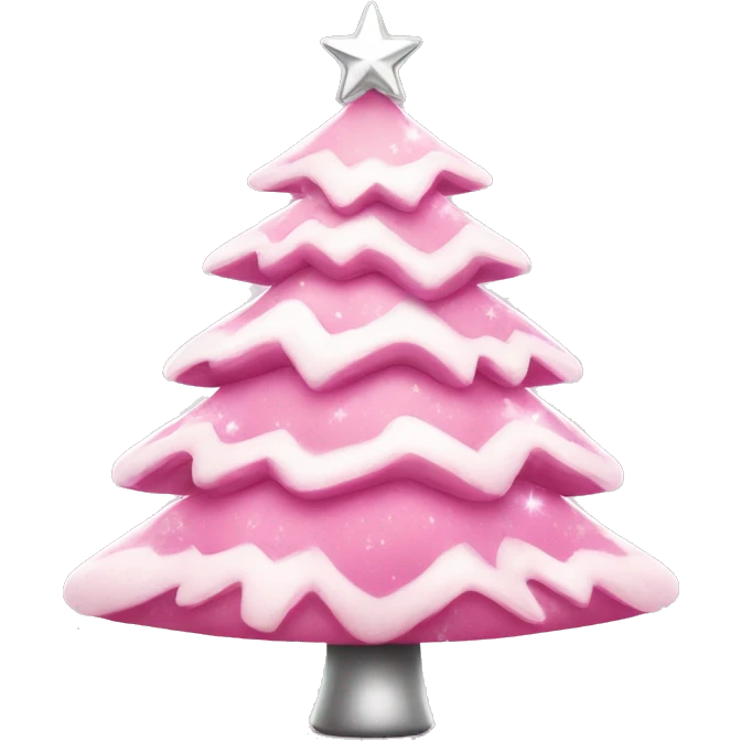 Pink and white Christmas tree with silver lights make it cute  emoji