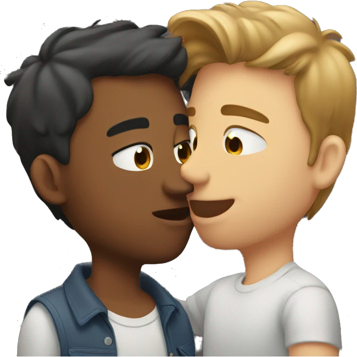 A guy kissing a guy on the cheek emoji