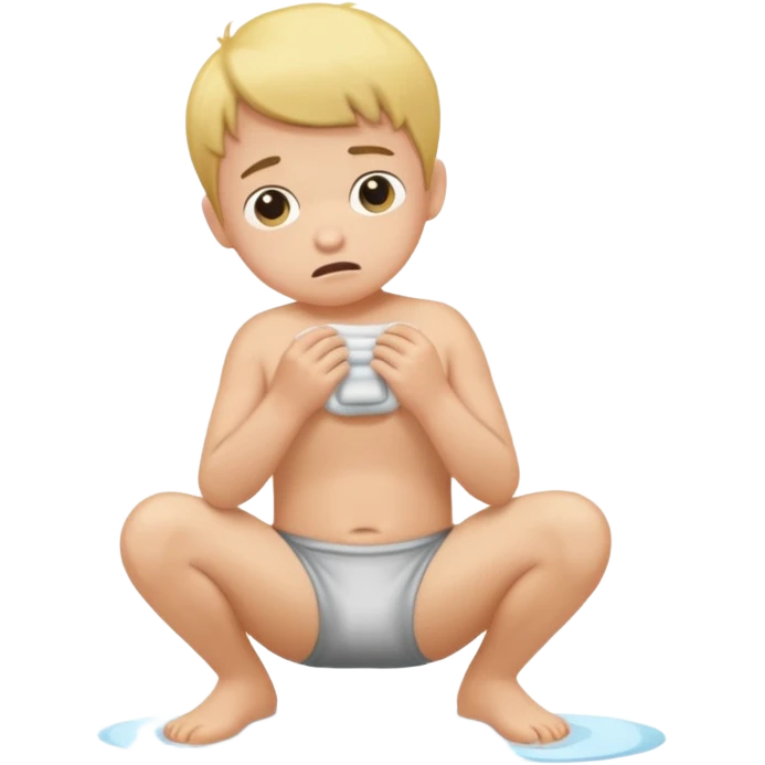 A kid sqa boy squating down pooping on his wet stinky underwearu emoji