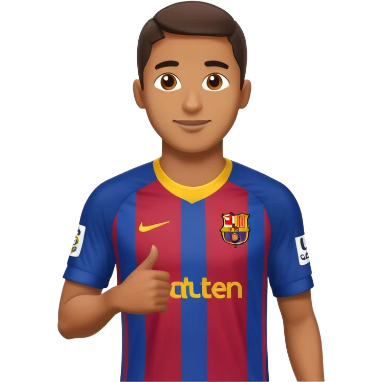 Lamine Yamal in Barcelona football kit, celebrating emoji
