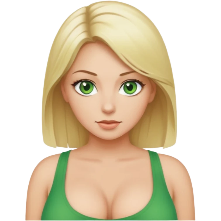 Naked blonde woman green eyes big boobs emoji